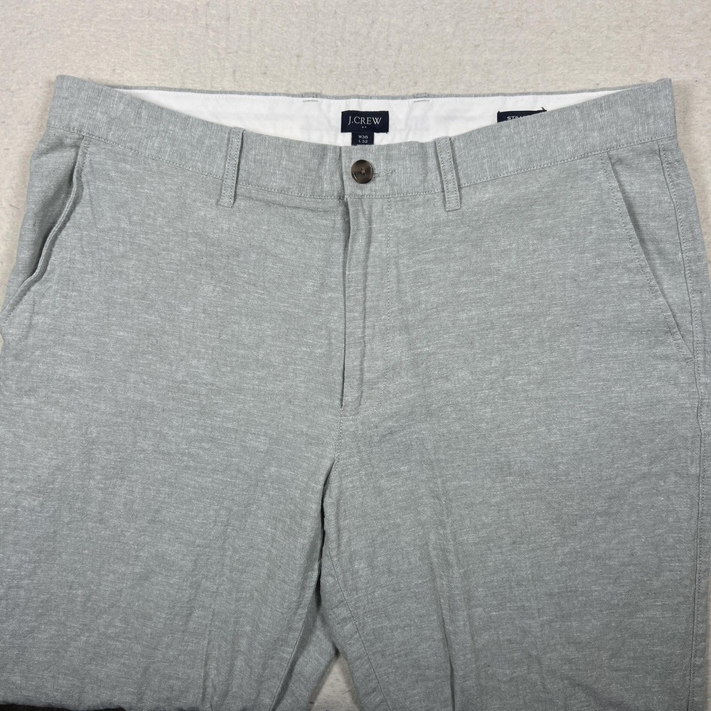 J.Crew Linen Blend Chino Pants‎ Mens 36x31 Gray Straight Leg Casual Lightweight - Picture 3 of 11